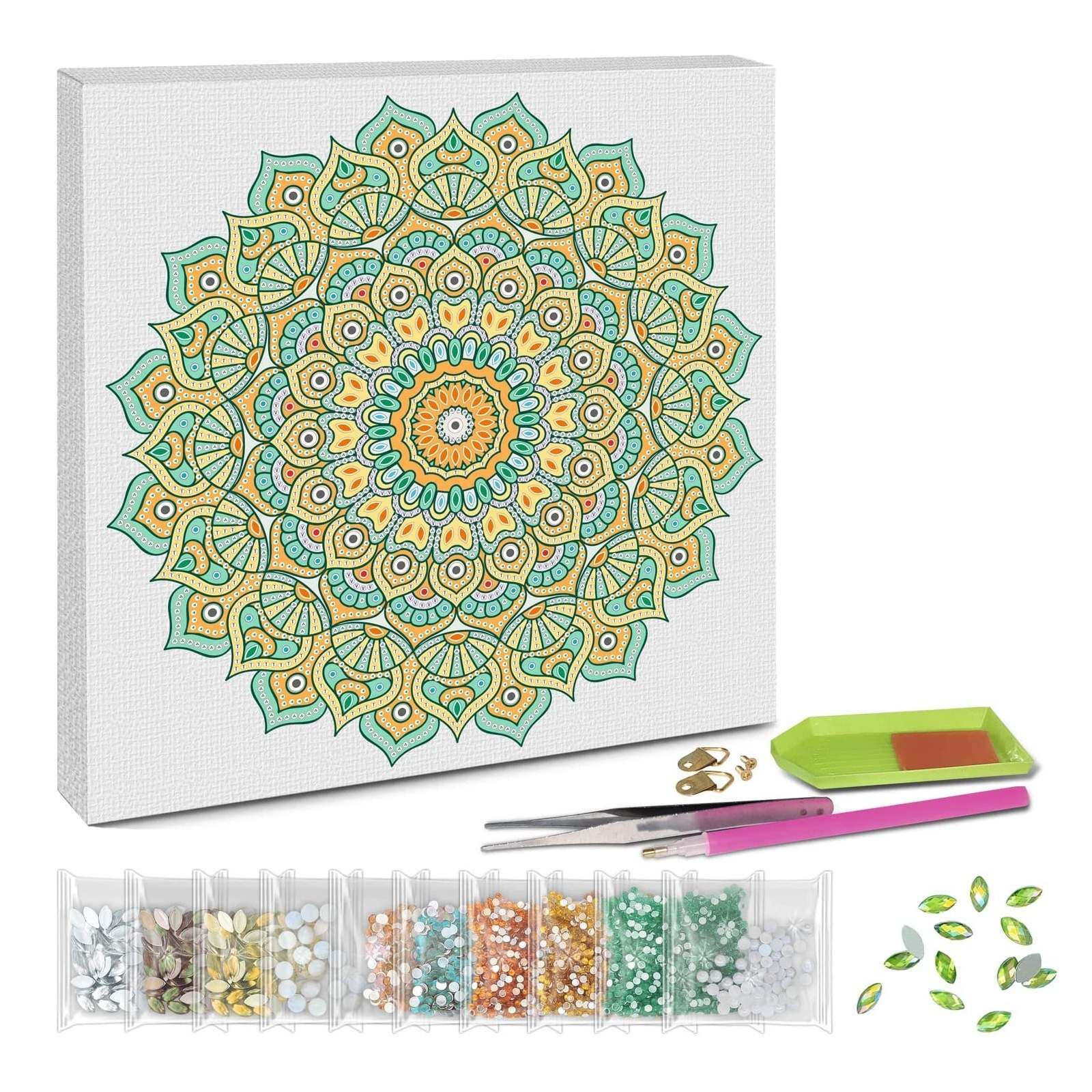 Diamantové malování - mandala oranžovožlutá